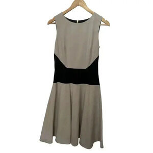 Calvin Klein Fit And Flare Colorblock Dress Black And Beige Party Office Size 2